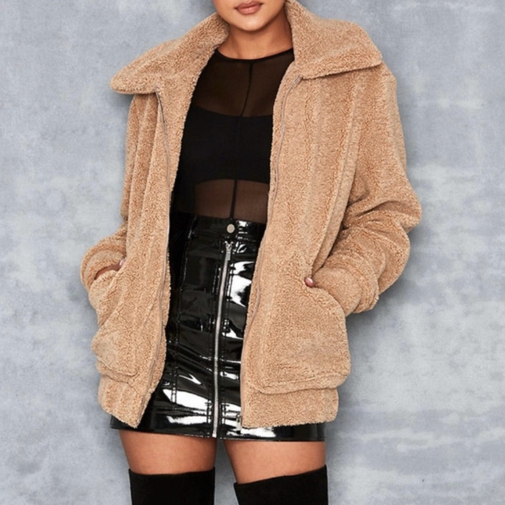 MISTRESS ROCKS Tan Faux Fur Teddy Coat
